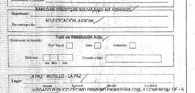 Fragmento del certificado de dep&oacute;sito judicial. Consigna el monto de ochenta y cuatro mil cuatrocientos ochenta con 65/100 d&oacute;lares americanos.