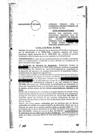 Primera p&aacute;gina del documento: Resolución 89/2023 — anulación de obrados
