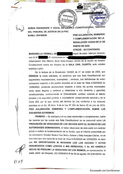 Primera p&aacute;gina del documento: Enmienda de la resolución 12/2025