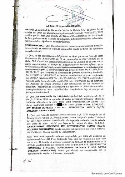 Primera p&aacute;gina del documento: Resolución 18/10/2024 — aprueba liquidación del BCP