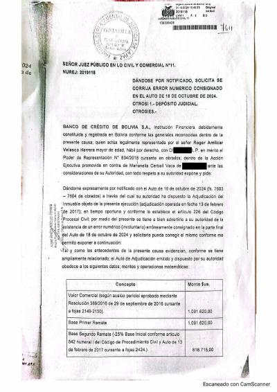 Primera p&aacute;gina del documento: El BCP pide corrección de error numérico