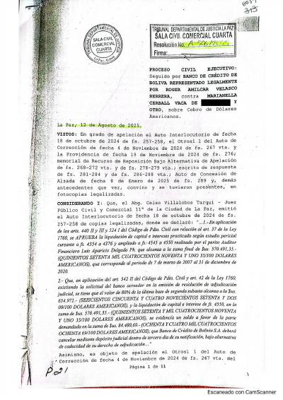 Primera p&aacute;gina del documento: Auto de Vista A-506/2025 — anula resoluciones