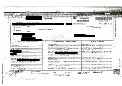 Primera p&aacute;gina del documento: Folio real del inmueble
