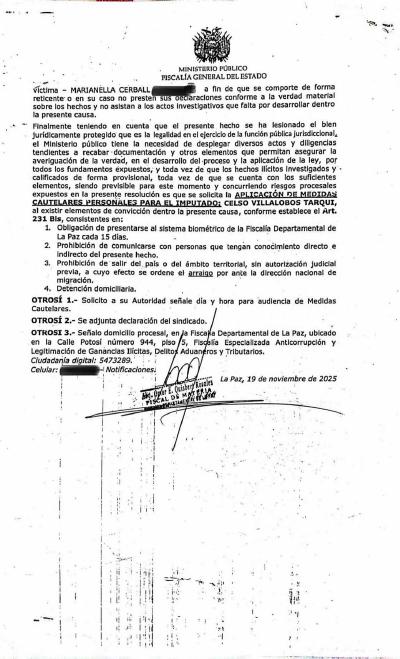 Primera p&aacute;gina del documento: Imputación formal 48/2025 — juez Celso Villalobos