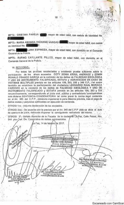 Primera p&aacute;gina del documento: Acusación 355/2016 — ejecutivos del BCP