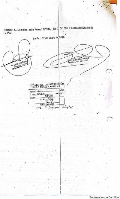 Primera p&aacute;gina del documento: Imputación formal 01/2016 — ejecutivos del BCP